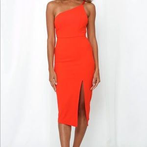 HELLO MOLLY enter stage left midi dress orange